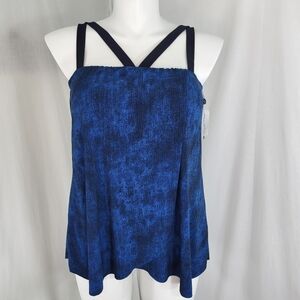 MagicSuit Swim TANKINI TOP Womens Size 16 Blue Black Built In Wired Pad Bra NWT